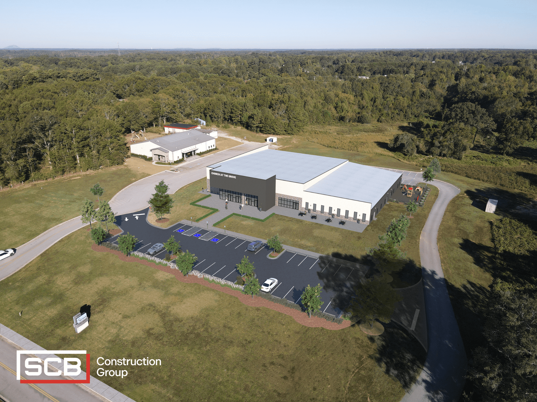 Church of the Grove 3D rendering - Aerial view